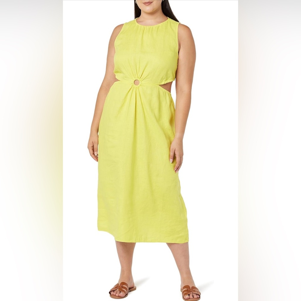 100% Linen Women's Sade Cutout Midi Dress